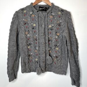Rococo Vintage Pure Wool Knit Cardigan, M